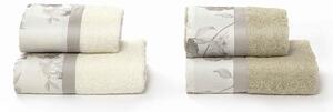 Set Spugna 4 Pezzi Asciugamani Viso + Ospite con Balza Stampata Garrini Lauren Corda