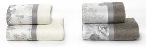 Set Spugna 4 Pezzi Asciugamani Viso + Ospite con Balza Stampata Garrini Lauren Grigio