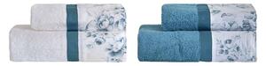 Set Spugna 4 Pezzi Asciugamani Viso + Ospite con Balza Garrini Samantha Blu