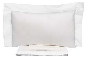 Set Lenzuola Sopra Sotto e Federe Bordi in Raso Garrini Eveline Avorio/Bianco Varie Misure