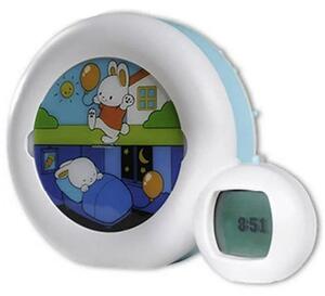 Addestratore del sonno a forma di luna Kid'Sleep di Claessens, e lampada notturna per bambini | Bianco / Blu