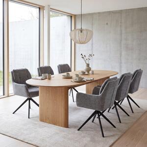 Set di 6 sedie da pranzo HWC-Q37, sedia girevole per cucina con sistema di ritorno automatico, rivestita in tessuto (680g/m²) tipo chenille, certificata Öko-Tex, struttura in metallo MVG, colore grigio
