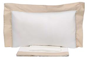 Set Lenzuola Sopra Sotto e Federe Bordi in Raso Garrini Eveline Avorio/Beige Varie Misure