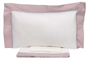 Set Lenzuola Sopra Sotto e Federe Bordi in Raso Garrini Eveline Avorio/Rosa Varie Misure