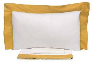 Set Lenzuola Sopra Sotto e Federe Bordi in Raso Garrini Eveline Avorio/Oro Varie Misure