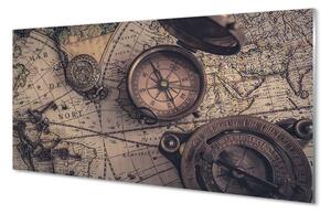 Quadro in vetro acrilico Mappa della bussola 100x50 cm 2 appendini