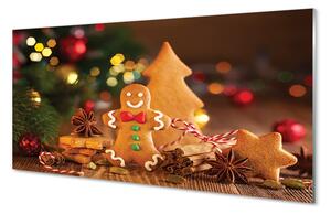 Quadro su vetro acrilico Baubles Gingerbread 100x50 cm 2 appendini