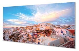 Pannello paraschizzi cucina Grecia Panorama della città al tramonto 100x50 cm