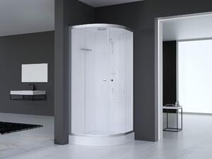 Doccia completa MARWELL Doccia completa Silver Round 90 x 90 x 217 cm - Doccia rotonda con ingresso frontale - Cabina doccia con profili in alluminio di alta qualità - Altezza ingresso 15 cm