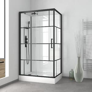 Doccia completa MARWELL Design doccia completa Mattoni 110 x 80 x 225 cm - Set completo incl. piatto doccia e rubinetto - Doccia ad angolo con ingresso frontale - Cabina doccia con profili in alluminio di alta qualità
