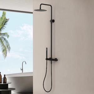 Set doccia Marwell rubinetto doccia Classico nero 88-118x20 cm - asta doccia regolabile - doccia a pioggia - doccetta con flessibile