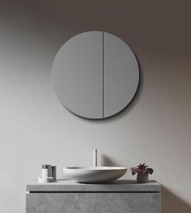 Specchio da bagno TALOS rotondo Ø 60 cm - Specchio da bagno con corpo in alluminio di alta qualità - Specchio da bagno con due ripiani in vetro