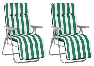 Outsunny Sdraia da Giardino lettino prendisole da terrazzo pieghevole arredamento giardino da giardino Braccioli Reclinabili, bianco e verde|Aosom