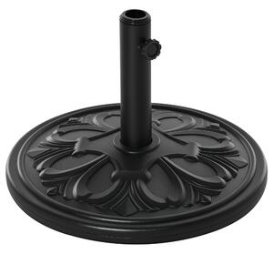 Outsunny Base per Ombrellone Rotonda in Plastica Nero, con Disegno Floreale, 13kg, Supporto per Pali da 35-38-48mm|Aosom