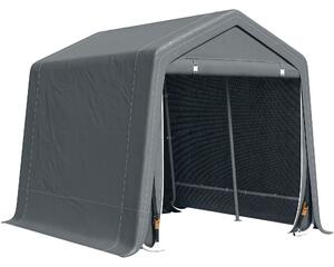 Outsunny Tendone Garage per Auto, Moto e Attrezzi in Metallo e Tessuto PE, 280x240x240cm, Grigio|Aosom