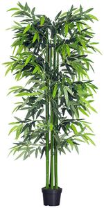 Outsunny Albero di Bambù Artificiale Alta Decorazione per Casa e Ufficio in Vaso da 180cm per Interni ed Esterni Verde Naturale|Aosom