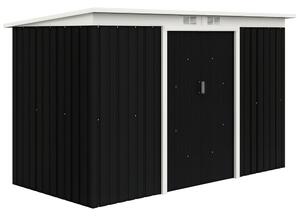 Outsunny Casetta da Giardino Porta Utensili in Lamiera di Acciaio con Porte Scorrevoli, 280x130x172cm, Grigio/Nero|Aosom