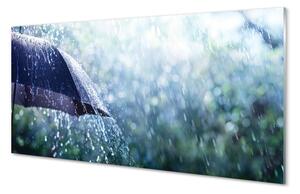 Quadro su vetro acrilico Gocce ombrello di pioggia 100x50 cm 2 appendini