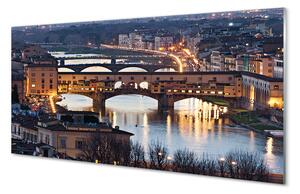 Quadro su vetro acrilico Italia Bridges River Night 100x50 cm