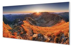 Quadro su vetro acrilico Montagne Sunset 100x50 cm 2 appendini