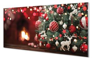 Quadro su vetro acrilico Palpebre dell'albero di Natale 100x50 cm 2 appendini