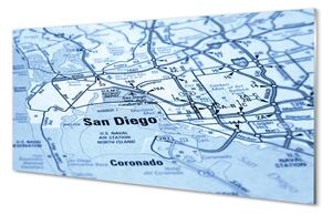 Quadro su vetro acrilico Mappa della città 100x50 cm 2 appendini