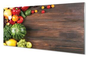 Quadro su vetro acrilico Pomodori anatre di anguria 100x50 cm 2 appendini
