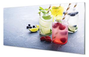 Quadro su vetro acrilico Cocktail lampone lime limone 100x50 cm 2 appendini