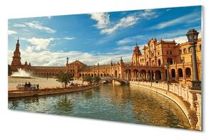 Quadro su vetro acrilico Mercato dell'architettura della Spagna Vecchia architettura 100x50 cm 2 appendini
