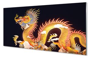 Quadro su vetro acrilico Drago giapponese dorato 100x50 cm 2 appendini