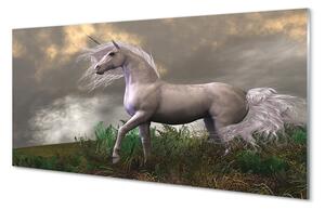 Quadro su vetro acrilico Nuvole di unicorno 100x50 cm 2 appendini