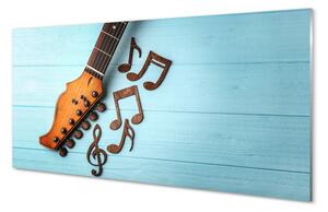 Quadro su vetro acrilico Note di chitarra 100x50 cm 2 appendini