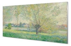 Quadro su vetro acrilico Meadow d'arte dipinto 100x50 cm 2 appendini