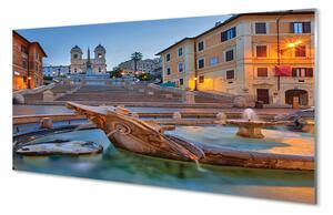 Quadro su vetro acrilico Roma Sunset Fountain Buildings 100x50 cm 2 appendini
