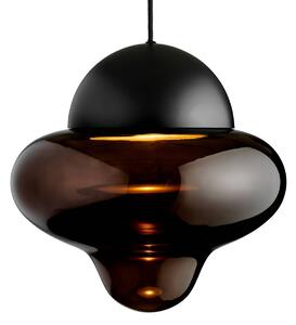 DESIGN BY US Lampada a sospensione Nutty XL LED, marrone/nero, Ø 30 cm, vetro