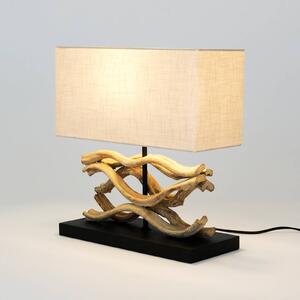 Holländer Lampada da tavolo Panarea, colore legno/beige, altezza 42 cm, legno