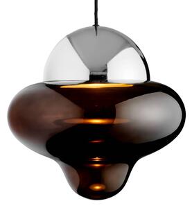 DESIGN BY US Lampada a sospensione a LED Nutty XL, marrone/cromo, Ø 30 cm