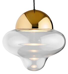 DESIGN BY US Lampada a sospensione a LED Nutty XL, trasparente/oro, Ø 30 cm, vetro