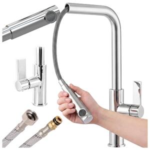 Granitan - Rubinetto da cucina - Rubinetto per lavello - Bocca estraibile - Cartuccia in Vetroceramica - Cromo - LINEA