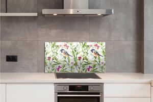 Pannello paraschizzi cucina Uccello dipinto nell'erba 100x50 cm