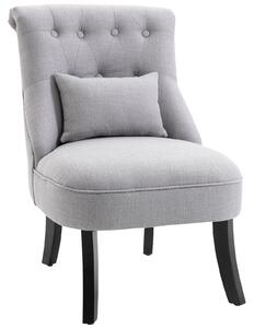 HOMCOM Poltroncina da Salotto in Tessuto Effetto Lino con Gambe in Legno, Stile Vintage, con Cuscino, Grigio|Aosom