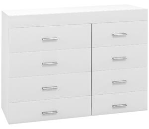 Homcom Cassettiera con 8 Cassetti per Casa e Ufficio in Legno, per Soggiorno Camera da Letto Corridoio Verticale Bianco|Aosom