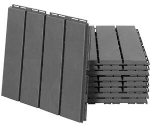 Outsunny Set 9 Mattonelle a Incastro per Terrazzo, Piastrelle (30x30x2cm) in PP Antiscivolo, Area: 0.81 mq, Nero|Aosom
