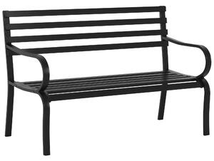 Outsunny Panca da giardino sedia da giardino in metallo 2 posti impermeabile nero 127 x 62 x 82 cm|Aosom