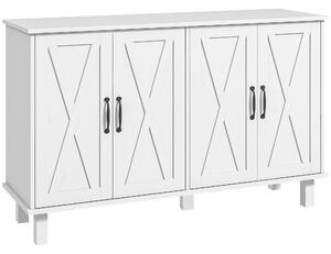 HOMCOM Credenza Moderna a 4 Ante con Ripiani Regolabili e 5 Gambe per Cucina e Soggiorno, Mobile Multiuso in MDF, 120x37x75cm, Bianco | Aosom Italy