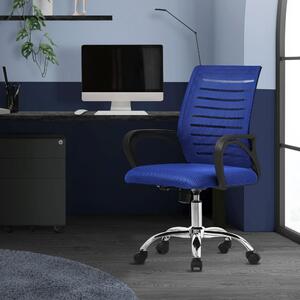 ML-Design sedia da ufficio ergonomica, blu, girevole a 360° con rotelle