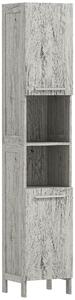 Kleankin Colonna Bagno Multifunzione, 2 Armadietti, 2 Ripiani Aperti, in MDF - 30x32x172.5 cm, Color Legno|Aosom
