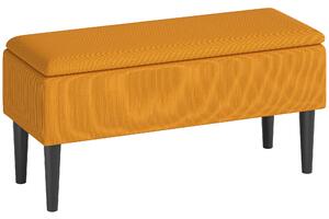 HOMCOM Panca Fondoletto in Poliestere e Legno per Camera da Letto e Ingresso, 95x38x45 cm, Grigia e Nera|Aosom