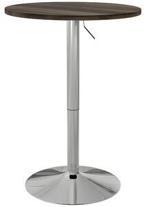 HOMCOM Tavolo Alto da Bar con Altezza Regolabile, Piano Girevole e Base in Acciaio, Ø60x69-91cm, Marrone|Aosom