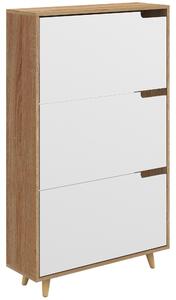 HOMCOM Mobile Scarpiera Salvaspazio a 3 Cassetti con Ripiano Regolabile e Maniglie intagliate per 24 Paia di Scarpe, 72x24x119cm, Bianco|Aosom Italy